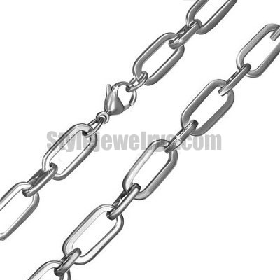 Stainless steel jewelry Chain 50cm - 55cm flat oval link chain necklace w/lobster 8mm ch360282